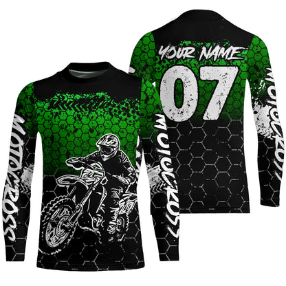 Green Motocross Jersey Upf30+ Custom Dirt Bike Jersey Mens Women Off-Road Jersey Adult&Kid| CTP04