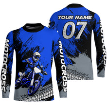Load image into Gallery viewer, Custom Dirt Bike Jersey Blue Motocross Jersey Upf30+ Mens Women Racing Shirt| CTP30