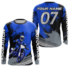 Load image into Gallery viewer, Custom Dirt Bike Jersey Blue Motocross Jersey Upf30+ Mens Women Racing Shirt| CTP30