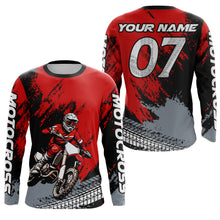Load image into Gallery viewer, Custom Dirt Bike Jersey Red Motocross Jersey Upf30+ Mens Women Racing Shirt| CTP30