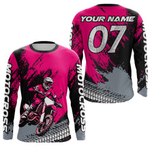 Load image into Gallery viewer, Custom Dirt Bike Jersey Pink Motocross Jersey Upf30+ Mens Women Racing Shirt| CTP30