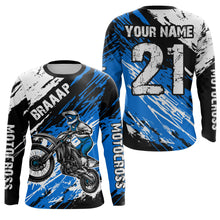 Load image into Gallery viewer, Adult&amp;Kid blue custom dirt bike jersey Motocross jersey mens women braaap motocross shirt| CTP07