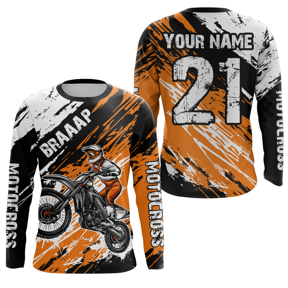 Adult&Kid orange custom dirt bike jersey Motocross jersey mens women braaap motocross shirt| CTP07