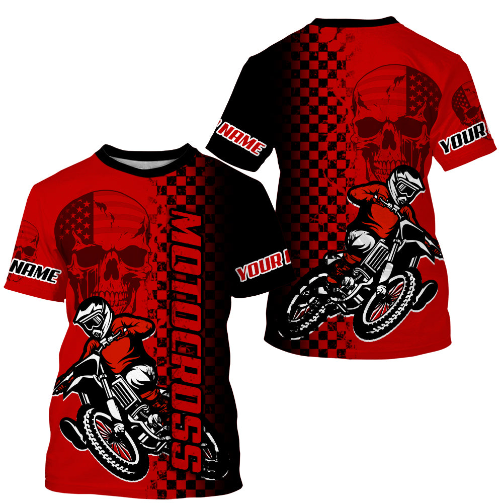 Adult&Kid Custom Motocross Jersey Skull UPF30+ MX Racing Biker Off-road Dirt Bike Racewear| CTP63