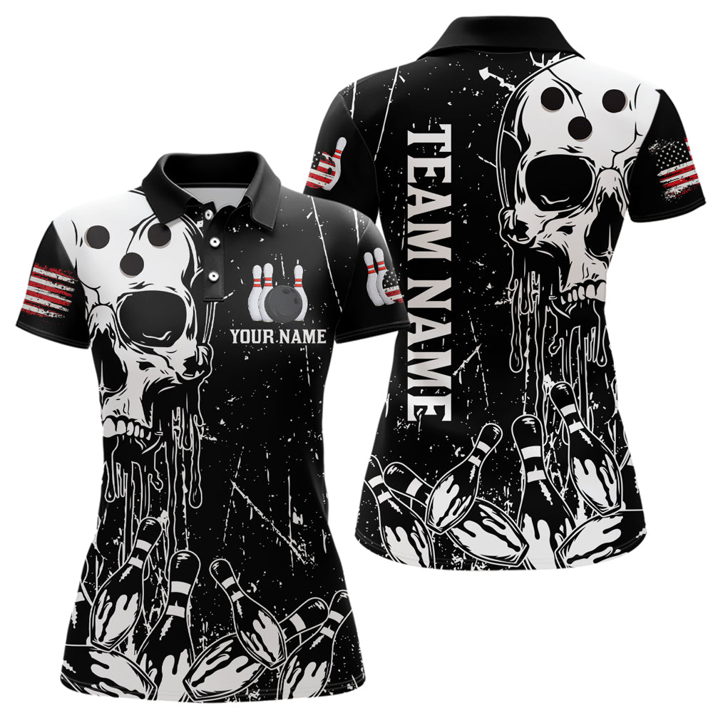 American Skull Bowling Jersey Men And Women Custom Bowling Shirts Unisex Polo Bowling Team Shirt CP03