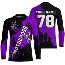 Load image into Gallery viewer, Purple custom dirt bike jersey adult&amp;kid Motocross jersey upf30+ mens women Motocross Shirt| CTP03