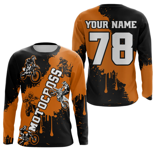 Orange custom dirt bike jersey adult&kid Motocross jersey upf30+ mens women Motocross Shirt| CTP03