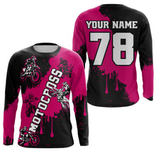 Load image into Gallery viewer, Pink custom dirt bike jersey adult&amp;kid Motocross jersey upf30+ mens women Motocross Shirt| CTP03