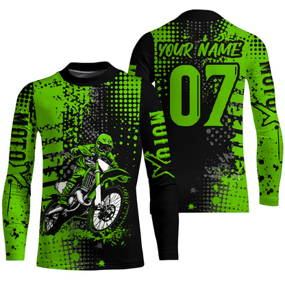 Adult&Kid Green Custom Dirt Bike Jersey Motocross Jersey Upf30+ Motocross Shirt| CTP73