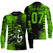 Load image into Gallery viewer, Adult&amp;Kid Green Custom Dirt Bike Jersey Motocross Jersey Upf30+ Motocross Shirt| CTP73