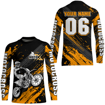 Orange Motocross Jersey Upf30+ Custom Dirt Bike Jersey Mens Women Off-Road Jersey Adult&Kid| CTP48