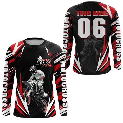 Adult&Kid Custom Red Motocross Jersey for Men Women Upf30+ Extreme Dirt Bike Shirt| CTP76