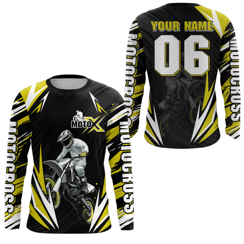 Adult&Kid Custom Yellow Motocross Jersey for Men Women Upf30+ Extreme Dirt Bike Shirt| CTP76