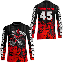 Load image into Gallery viewer, Adult&amp;Kid red custom Motocross jersey upf30+ dirt bike jersey mens women Motocross Shirt| CTP01