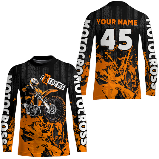 Adult&Kid orange custom Motocross jersey upf30+ dirt bike jersey mens women Motocross Shirt| CTP01