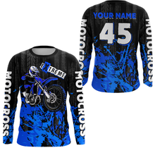 Load image into Gallery viewer, Adult&amp;Kid blue custom Motocross jersey upf30+ dirt bike jersey mens women Motocross Shirt| CTP01
