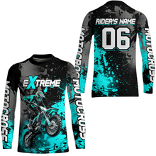 Load image into Gallery viewer, Adult&amp;Kid turquoise custom dirt bike jersey motocross jersey mens women extreme motocross shirt| CTP08