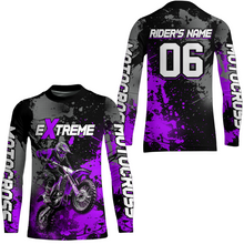 Load image into Gallery viewer, Adult&amp;Kid purple custom dirt bike jersey motocross jersey mens women extreme motocross shirt| CTP08