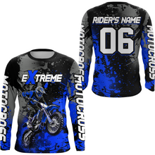 Load image into Gallery viewer, Adult&amp;Kid blue custom dirt bike jersey motocross jersey mens women extreme motocross shirt| CTP08