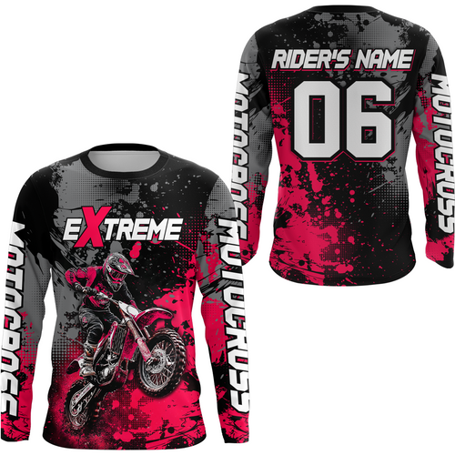 Adult&Kid pink custom dirt bike jersey motocross jersey mens women extreme motocross shirt| CTP08
