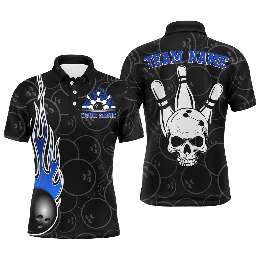 Men Skull Bowling Jersey Custom Bowling Team Shirts Unisex Bowling Men Short Sleeve Polo Shirt CP30