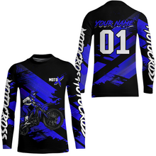 Load image into Gallery viewer, Adult&amp;Kid Blue Custom Dirt Bike Jersey Motocross Jersey Upf30+ Motocross Shirt| CTP79