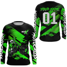 Load image into Gallery viewer, Adult&amp;Kid Green Custom Dirt Bike Jersey Motocross Jersey Upf30+ Motocross Shirt| CTP79