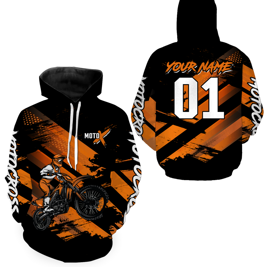 Custom Orange Dirt Bike Sweatshirts for Men Women Motocross Hoodie Youth Motorcycle Hoodie| CTP43