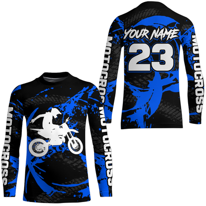 Custom Dirt Bike Jersey Blue Motocross Jersey Upf30+ Mens Women Racing Shirt| CTP28