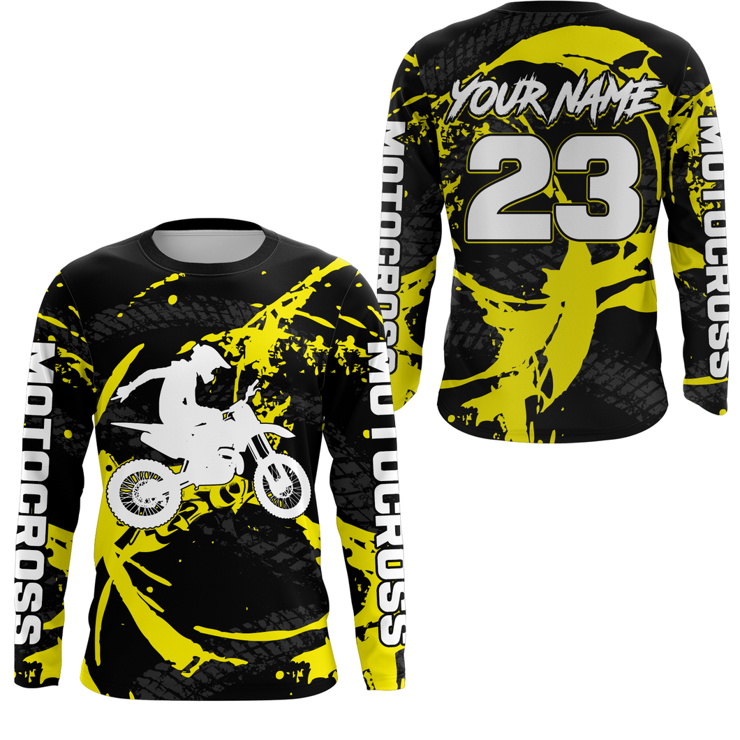 Custom Dirt Bike Jersey Yellow Motocross Jersey Upf30+ Mens Women Racing Shirt| CTP28