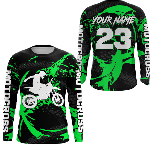 Custom Dirt Bike Jersey Green Motocross Jersey Upf30+ Mens Women Racing Shirt| CTP28