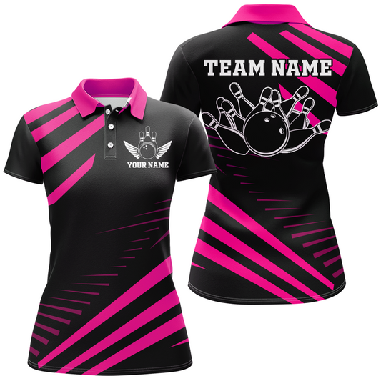 Pink Bowling Jersey Men And Women Custom Bowling Team Shirts Unisex Bowling Polo Quarter-zip CP26