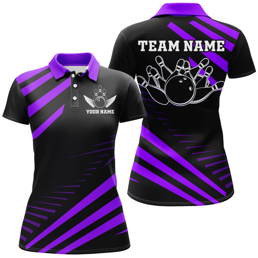 Purple Bowling Jersey Men And Women Custom Bowling Team Shirts Unisex Bowling Polo Quarter-zip CP26