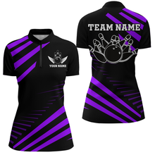 Load image into Gallery viewer, Purple Bowling Jersey Men And Women Custom Bowling Team Shirts Unisex Bowling Polo Quarter-zip CP26