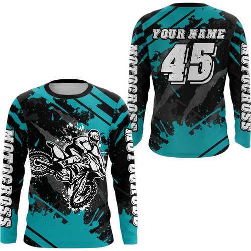 Custom Turquoise Motocross Jersey for Men Women Upf30+ Dirt Bike Shirt Motorcycle Jersey| CTP101