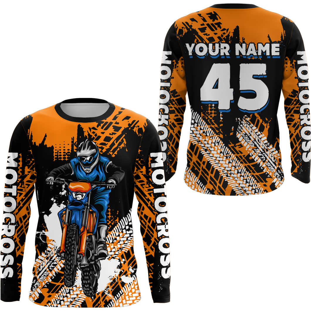 Custom Orange Motocross Jersey for Men Women Upf30+ Dirt Bike Shirt Racing Jersey| CTP102