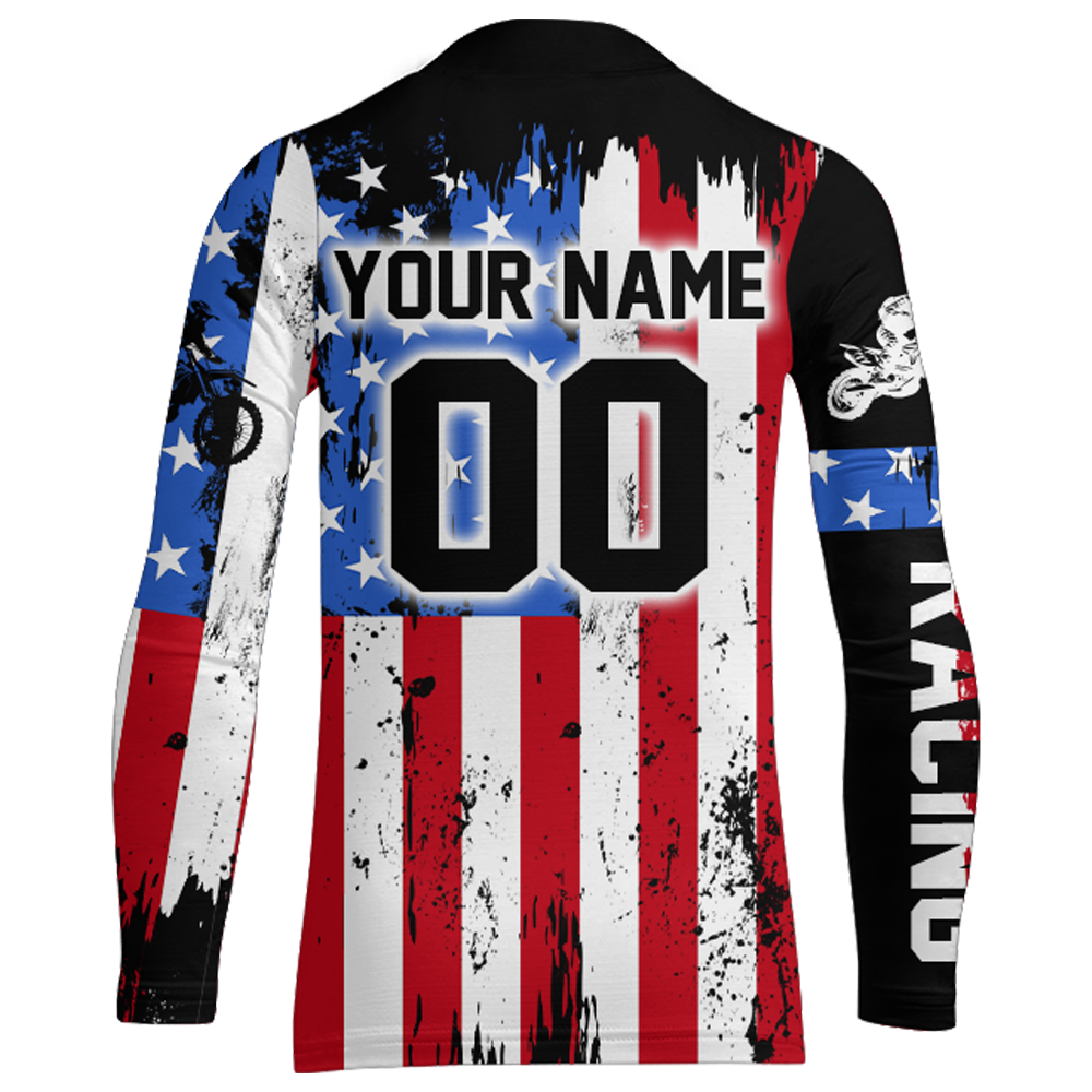 Adult&Kid Custom American Flag Dirt Bike Jersey Motocross Jersey Upf30+ Motocross Shirt| CTP77