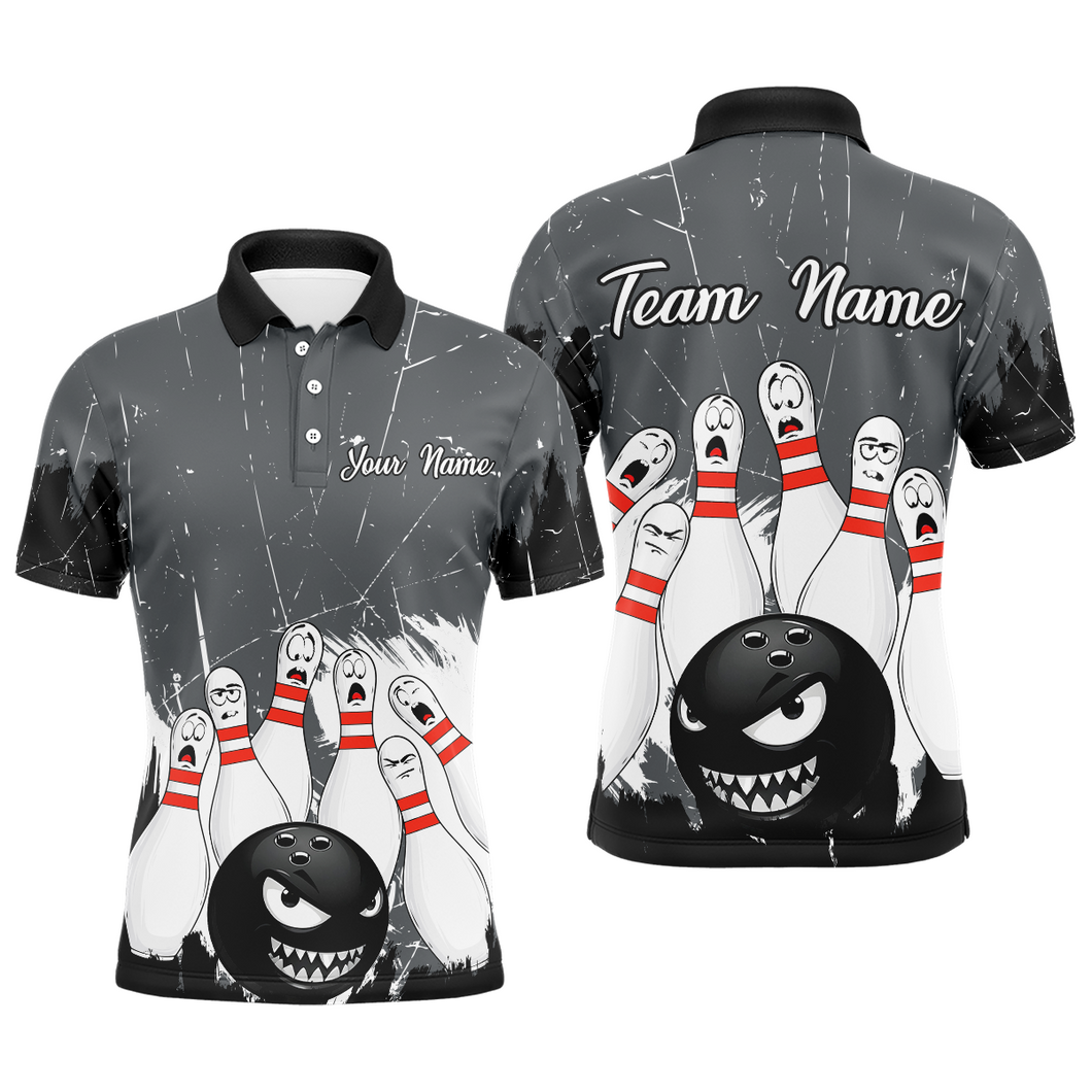 Grey Bowling Jersey Men And Women Custom Funny Bowling Shirts Unisex Polo Bowling Team Shirt CP15