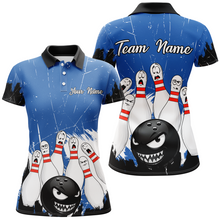 Load image into Gallery viewer, Blue Bowling Jersey Men And Women Custom Funny Bowling Shirts Unisex Polo Bowling Team Shirt CP15