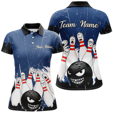 Load image into Gallery viewer, Navy Bowling Jersey Men And Women Custom Funny Bowling Shirts Unisex Polo Bowling Team Shirt CP15