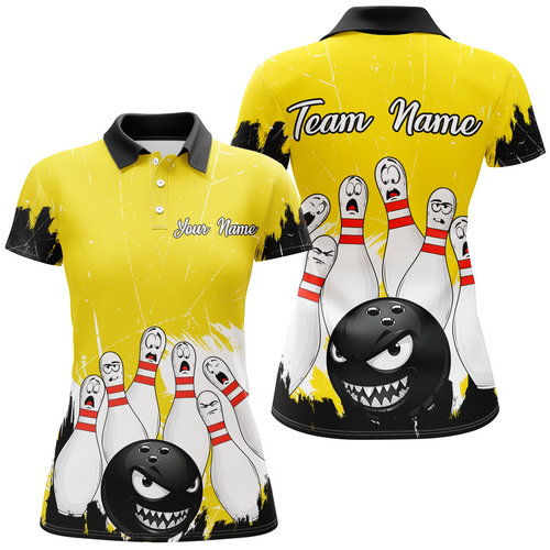 Yellow Bowling Jersey Men And Women Custom Funny Bowling Shirts Unisex Polo Bowling Team Shirt CP15