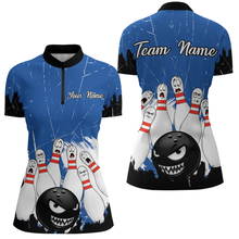 Load image into Gallery viewer, Blue Bowling Jersey Men And Women Custom Funny Bowling Shirts Unisex Polo Bowling Team Shirt CP15