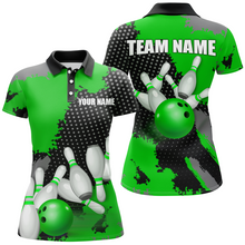 Load image into Gallery viewer, Green Bowling Jersey Men Women Custom Bowling Team Shirts Unisex Bowling Polo Quarter-zip CP27