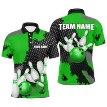 Load image into Gallery viewer, Green Bowling Jersey Men Women Custom Bowling Team Shirts Unisex Bowling Polo Quarter-zip CP27
