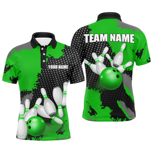 Green Bowling Jersey Men Women Custom Bowling Team Shirts Unisex Bowling Polo Quarter-zip CP27