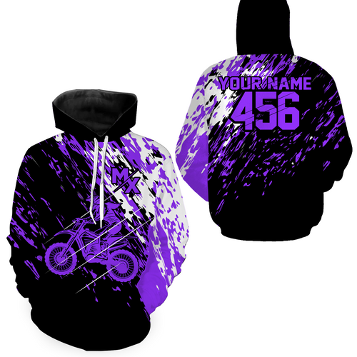 Custom Dirt Bike Hoodie Purple Motocross Hoodie Mens Women Motocross Hooded Jersey| CTP20