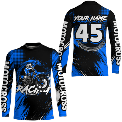 Custom Dirt Bike Blue Jersey Motocross Jersey Upf30+ Mens Women Motocross Shirt| CTP22