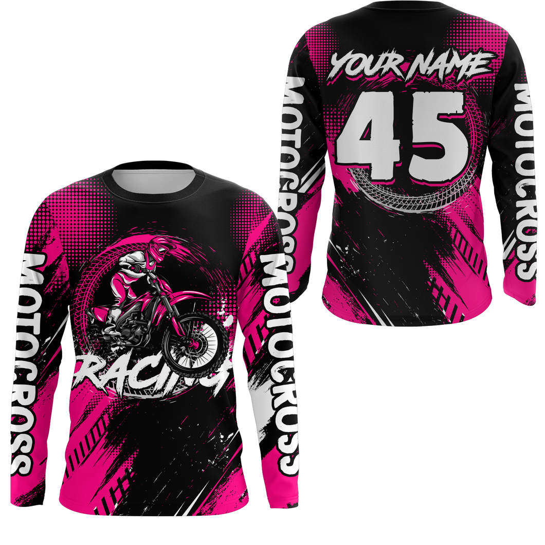 Custom Dirt Bike Pink Jersey Motocross Jersey Upf30+ Mens Women Motocross Shirt| CTP22