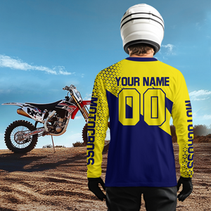 Blue Yellow Motocross Racing Jersey Dirt Bike Shirt Men Kid Women Motorcycle Shirt XM364