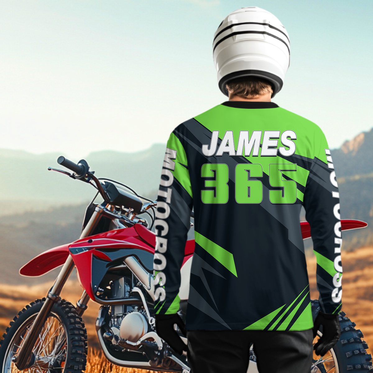 Custom Green Motocross Jersey Dirt Bike Shirt Men for Kid Women Motorcycle Shirts XM341